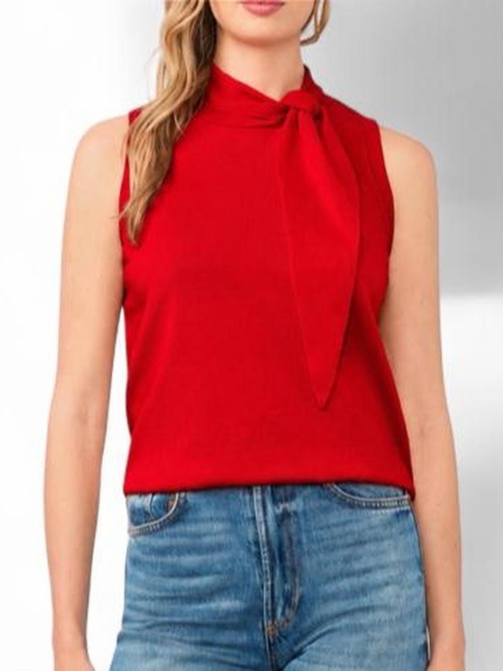 CeCe Red Sleeveless Tie-Neck Camisole